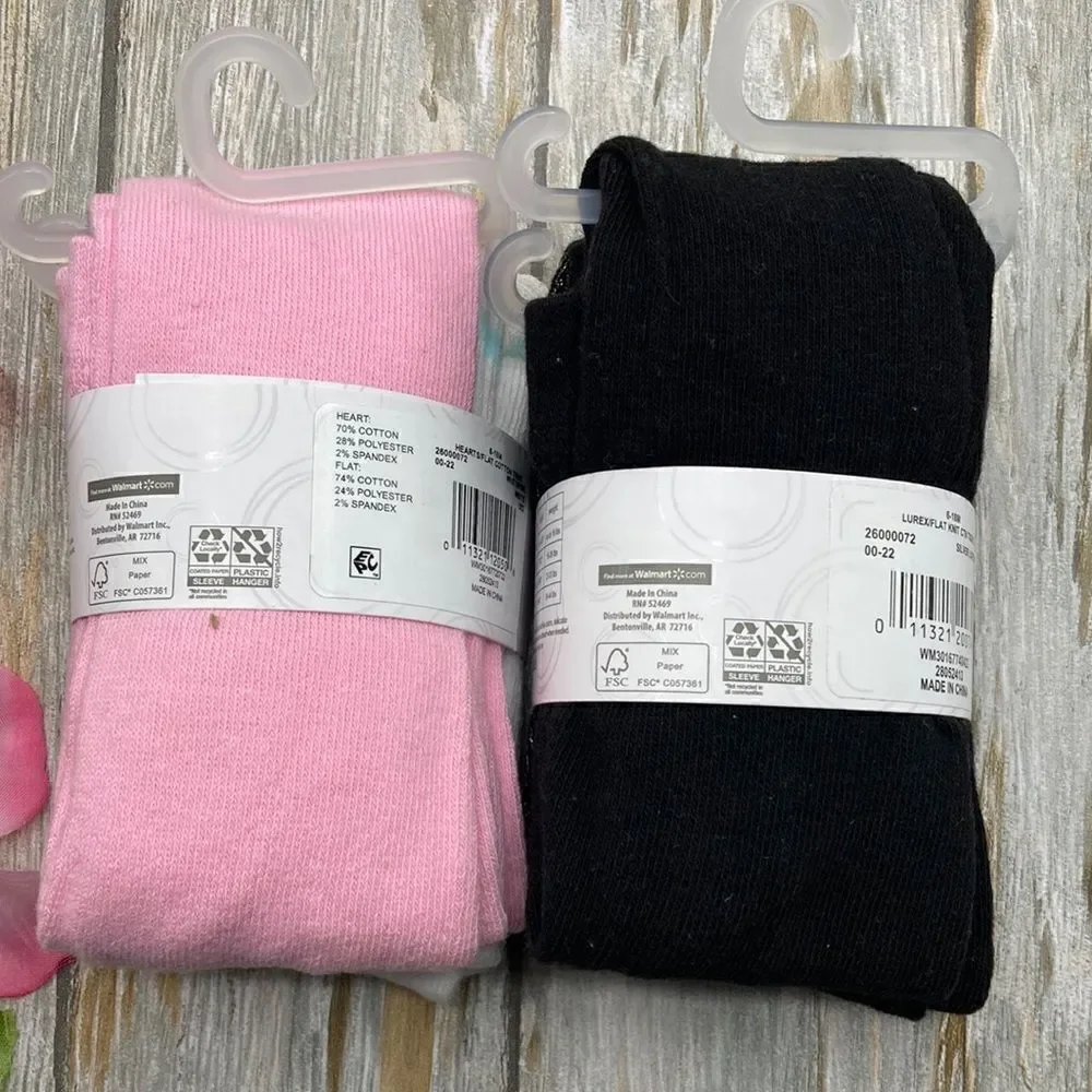 Toddler Girl’s Cotton Footed Tights 2, 2-Packs Size 6-18M